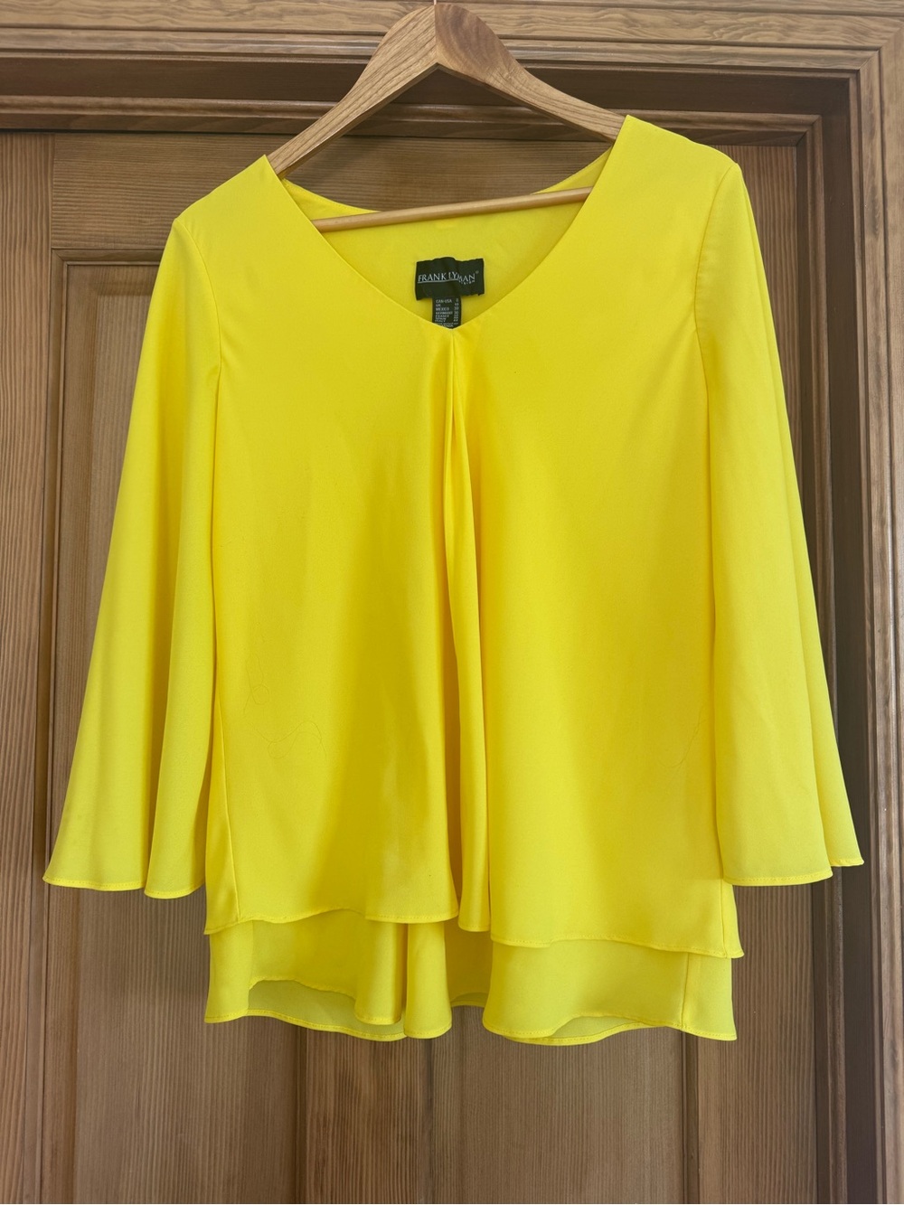 Frank Lyman Design Bright Yellow Layered V-Neck Blouse